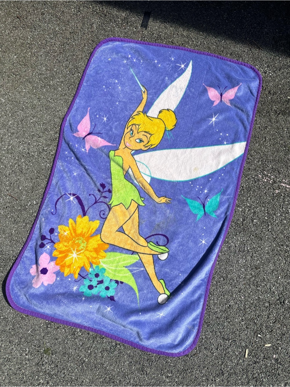 Disney Tinker Bell Purple Blue Green Yellow Kids Blanket